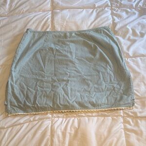 Liz Claiborne Light Blue Gingham Mini Skirt with Lace Trim